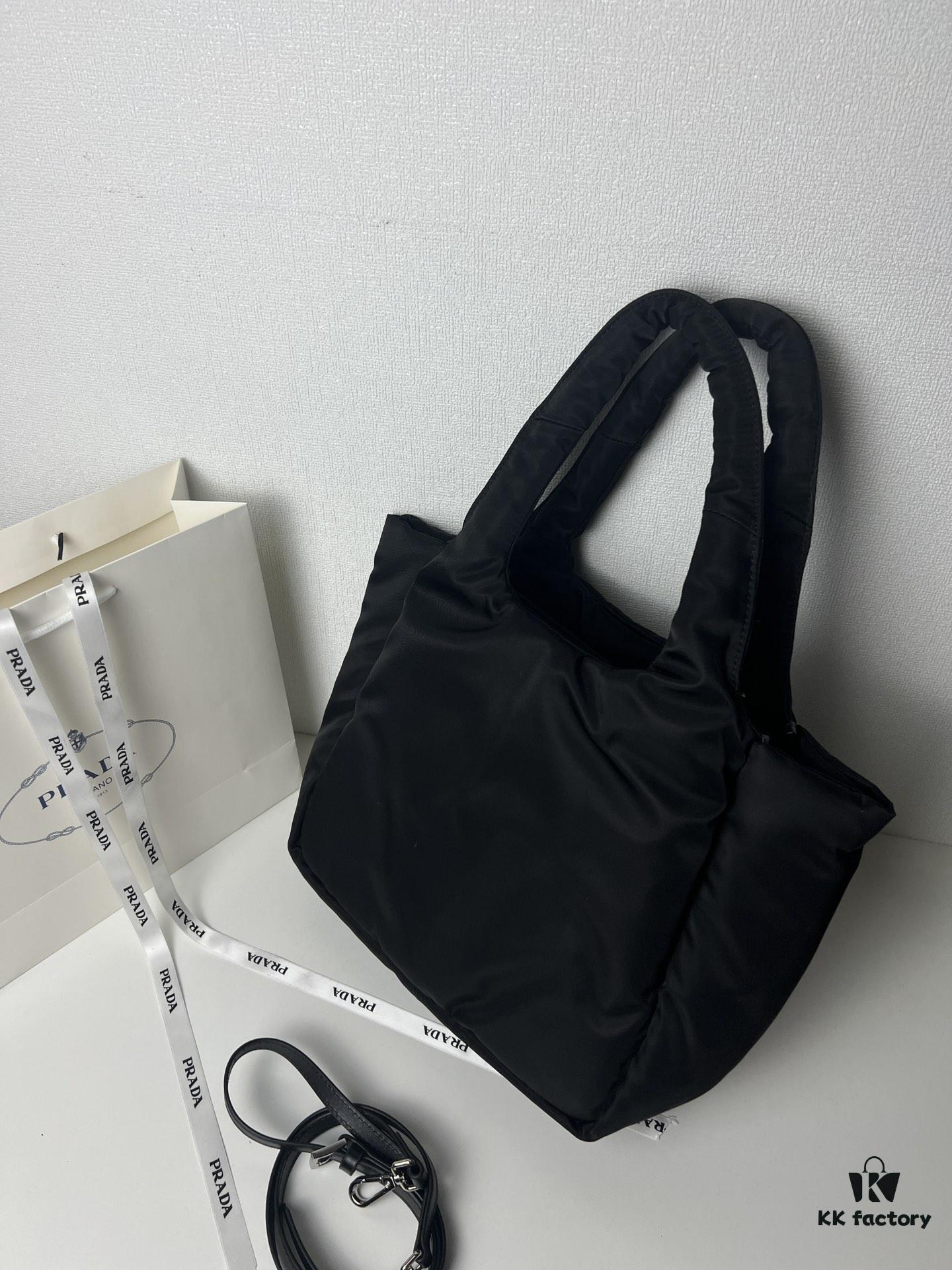 Prada Nylon Cotton Tote Bag (with Long Shoulder Strap)