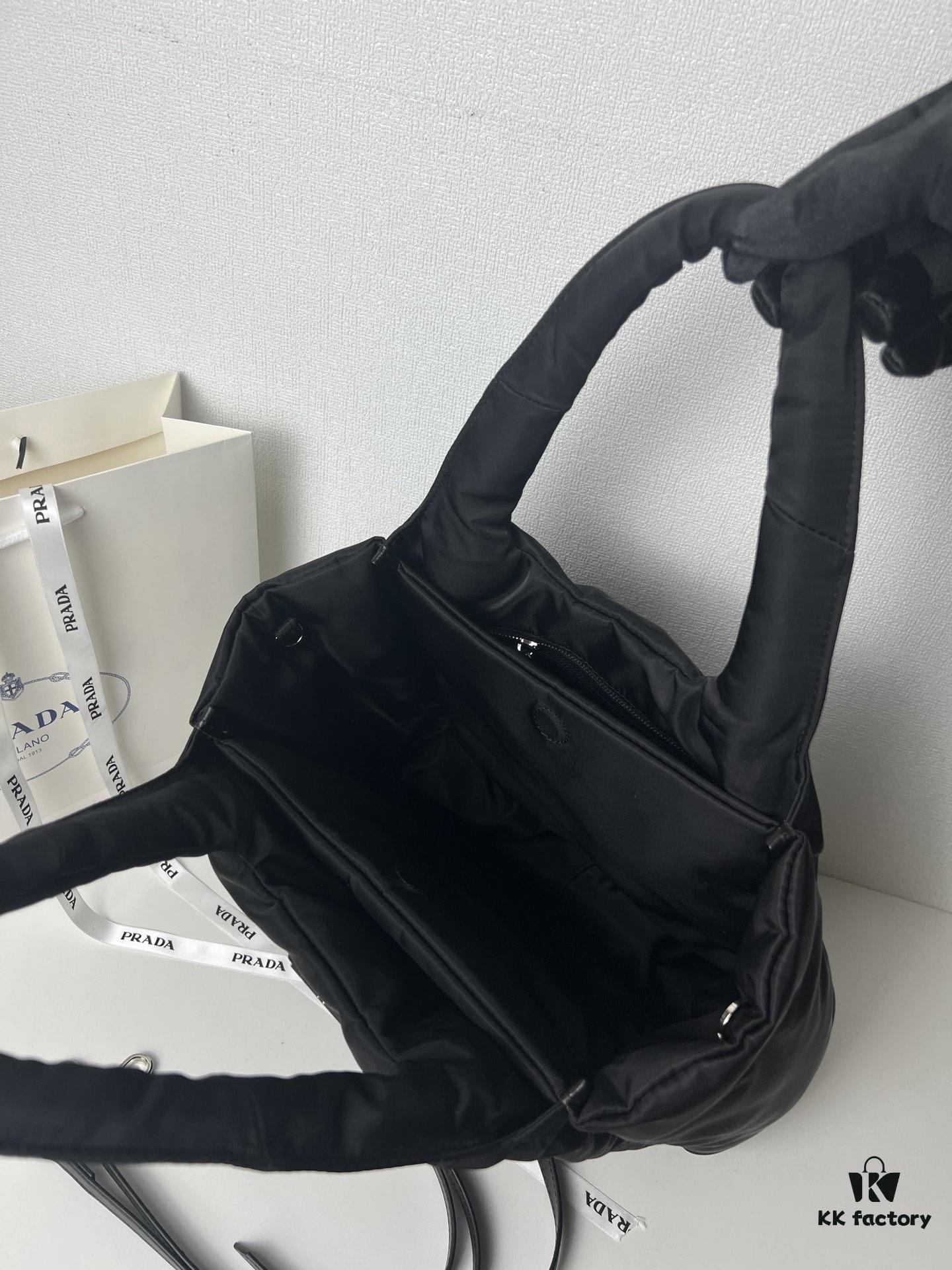 Prada Nylon Cotton Tote Bag (with Long Shoulder Strap)