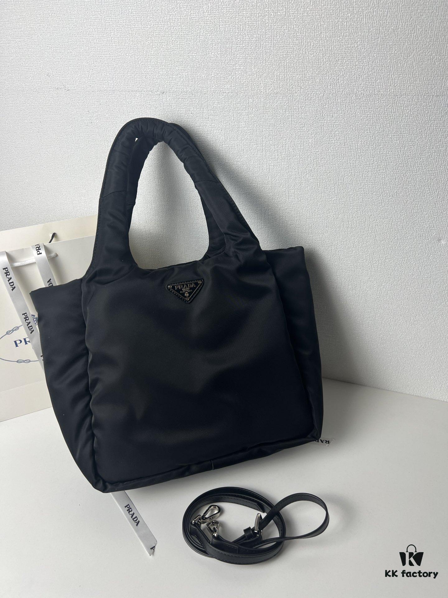 Prada Nylon Cotton Tote Bag (with Long Shoulder Strap)