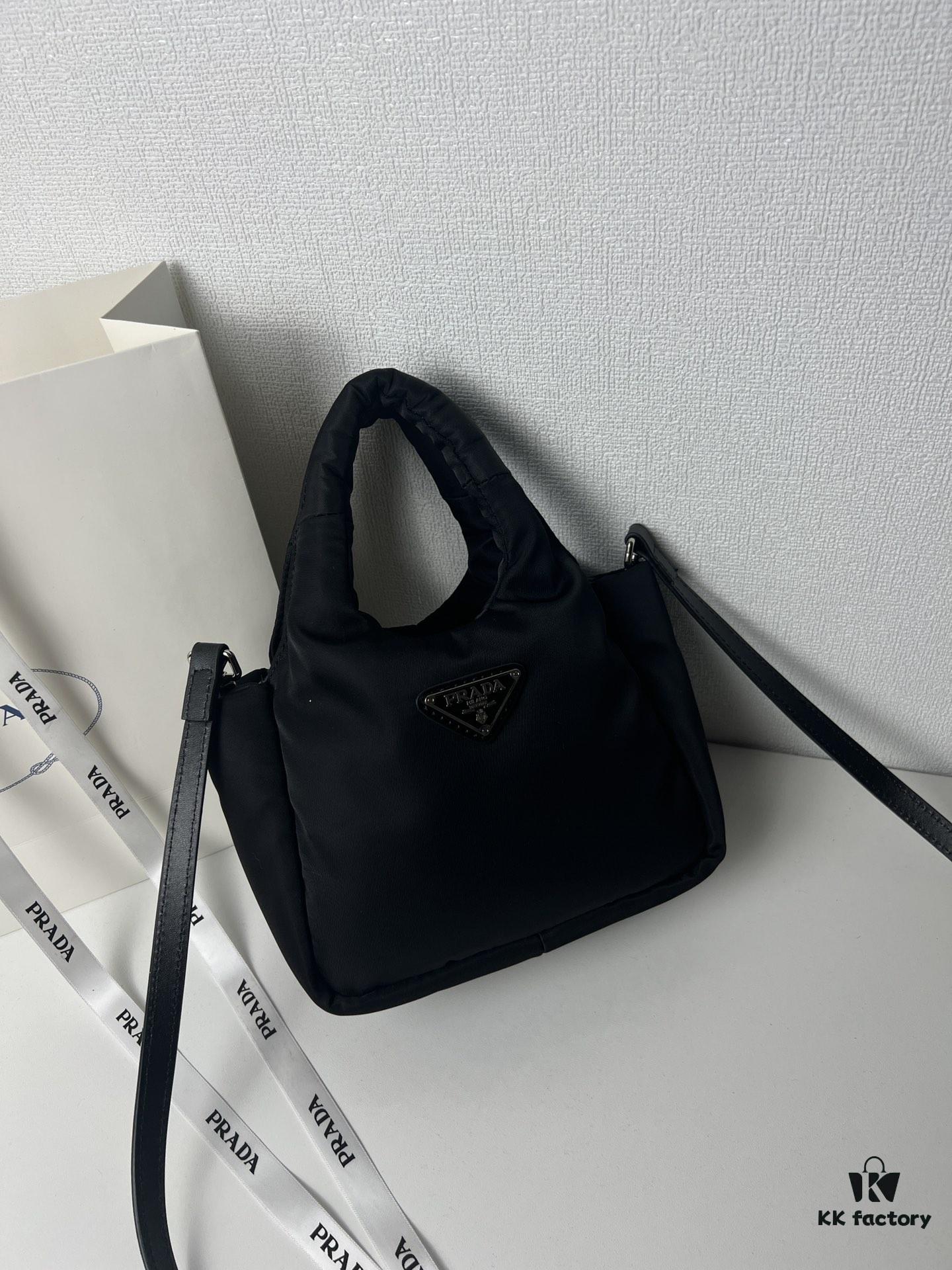 Prada Nylon Cotton Tote Bag (with Long Shoulder Strap)