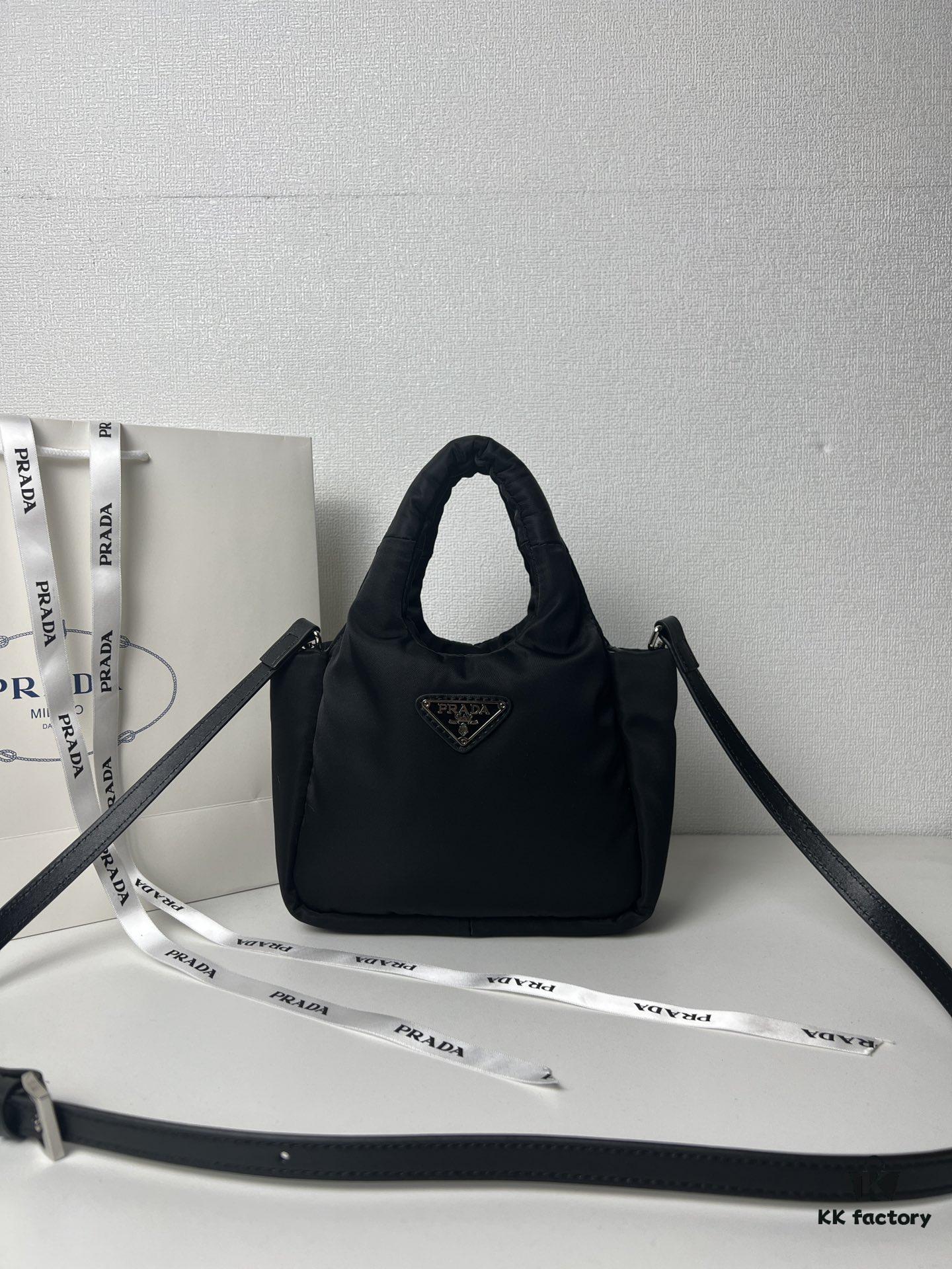 Prada Nylon Cotton Tote Bag (with Long Shoulder Strap)