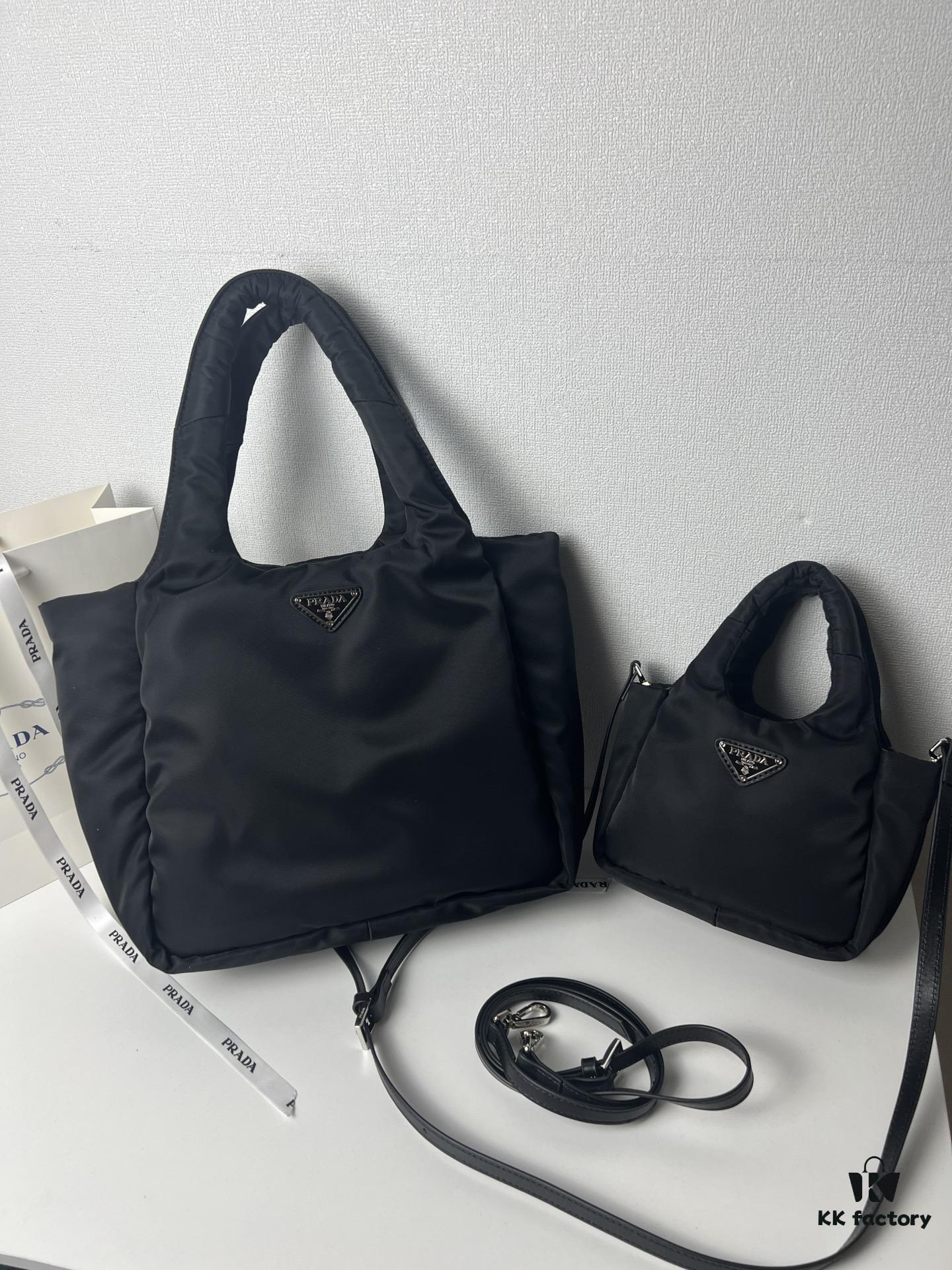 Prada Nylon Cotton Tote Bag (with Long Shoulder Strap)