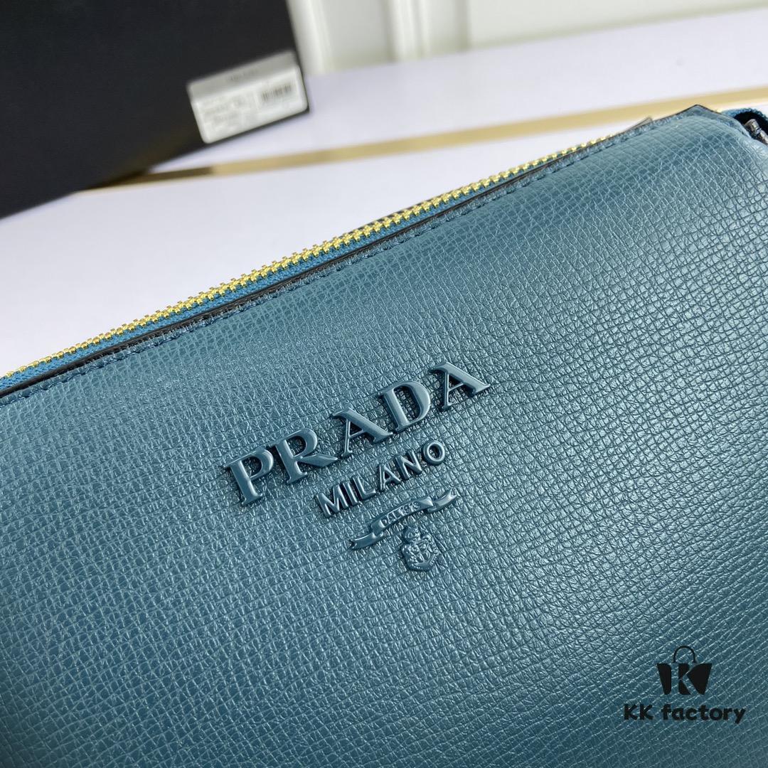 New Prada Flip Shoulder Crossbody Bag Model 66136 with Two Straps, Striped Strap Genuine Leather Handbag, 2019 Summer Fashion Women's Bag