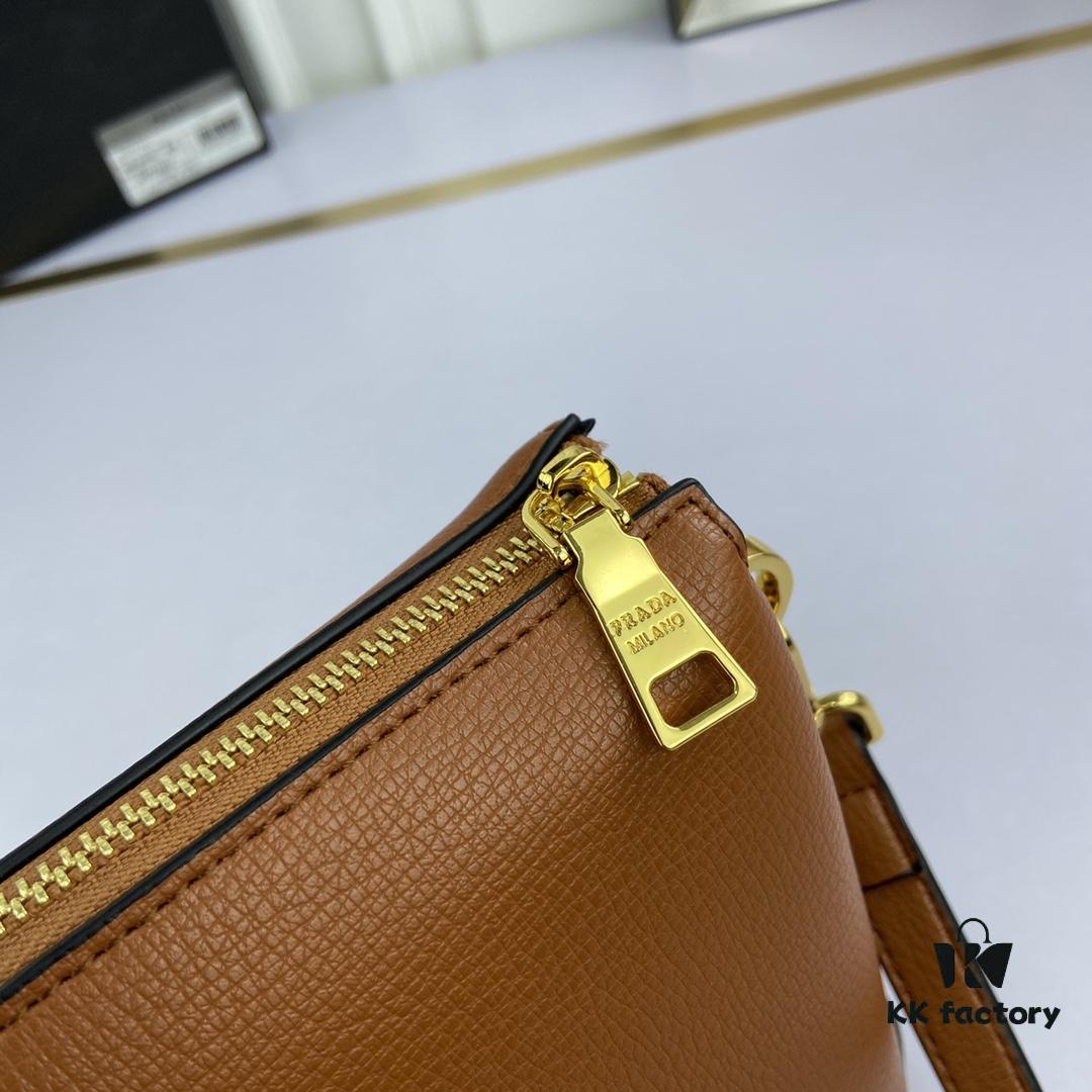 New Prada Flip Shoulder Crossbody Bag Model 66136 with Two Straps, Striped Strap Genuine Leather Handbag, 2019 Summer Fashion Women's Bag