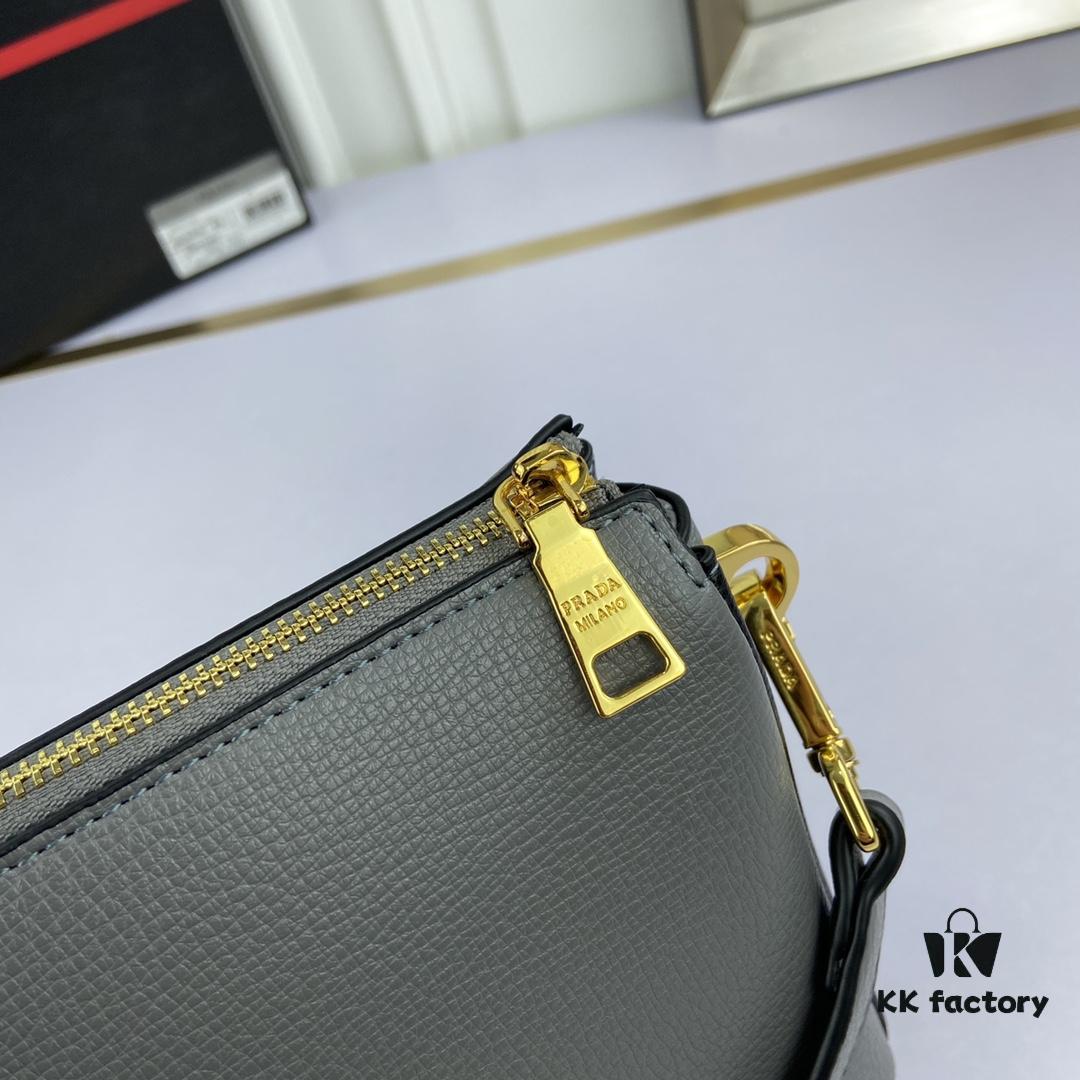 New Prada Flip Shoulder Crossbody Bag Model 66136 with Two Straps, Striped Strap Genuine Leather Handbag, 2019 Summer Fashion Women's Bag