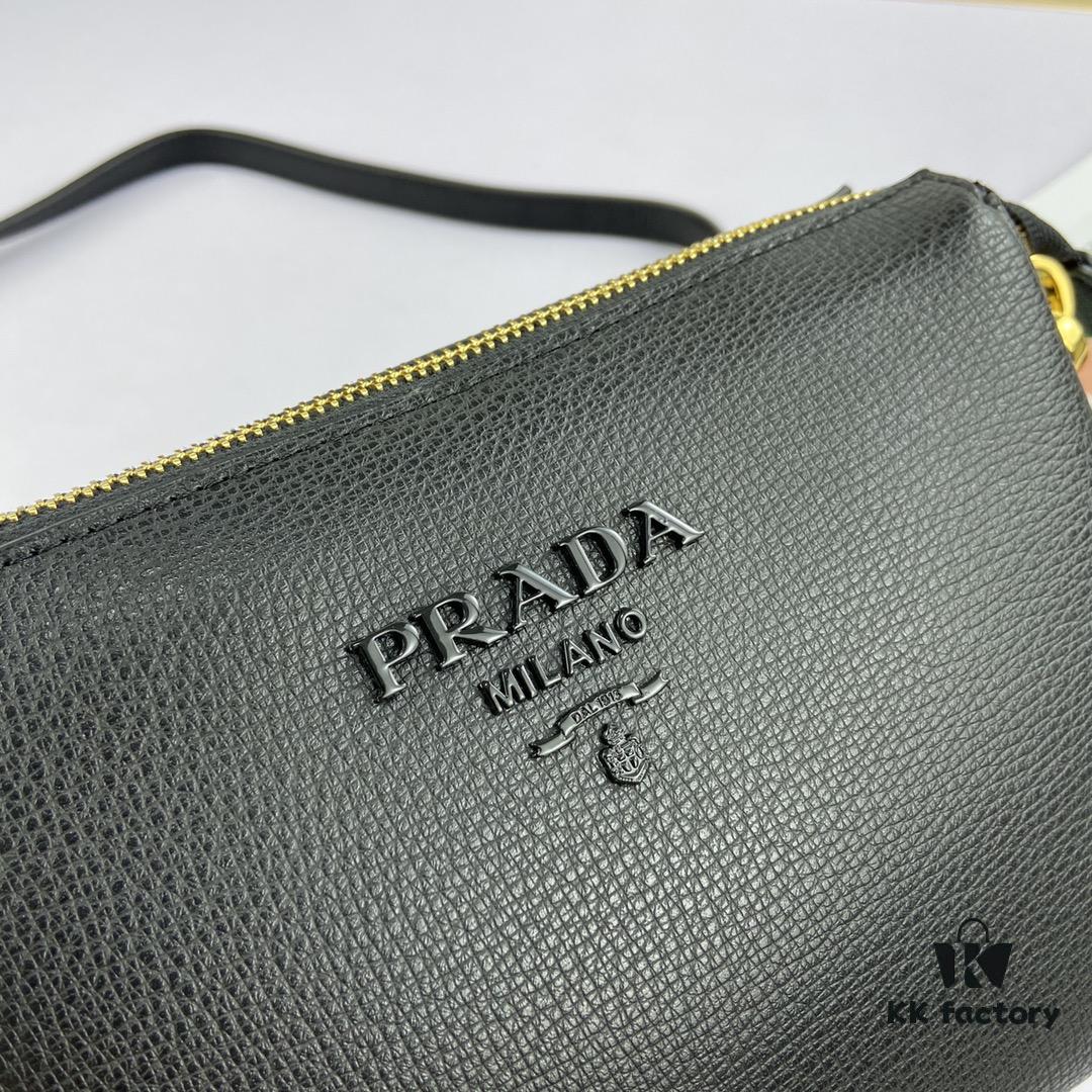 New Prada Flip Shoulder Crossbody Bag Model 66136 with Two Straps, Striped Strap and Genuine Leather Handbag, 2019 Summer Fashion Women's Bag