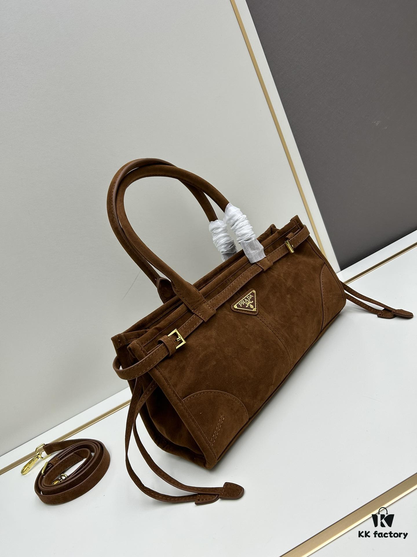 PRADA New Arrival Matte Black Waxed Leather Tote Bag 2452