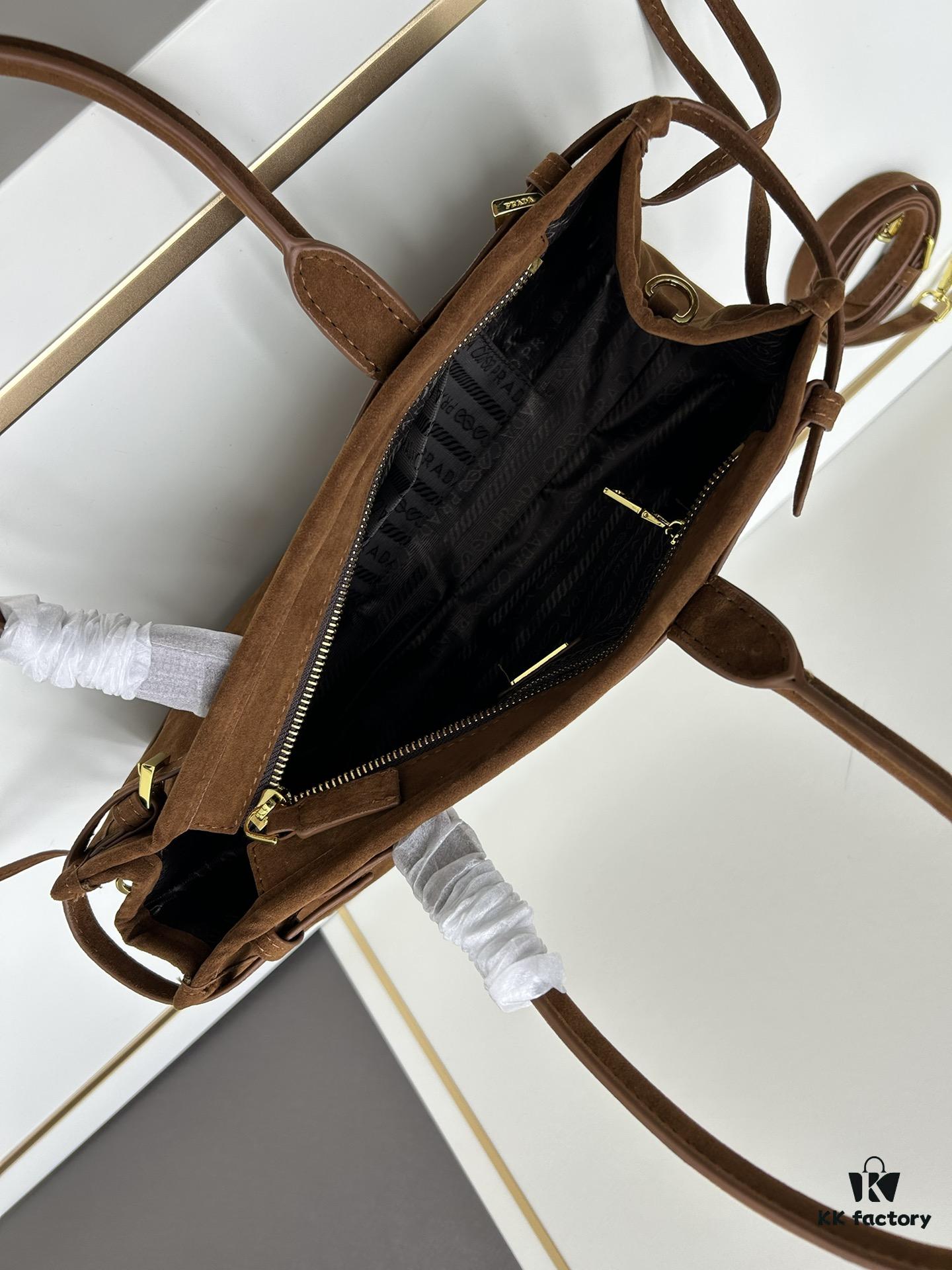 PRADA New Arrival Matte Black Waxed Leather Tote Bag 2452