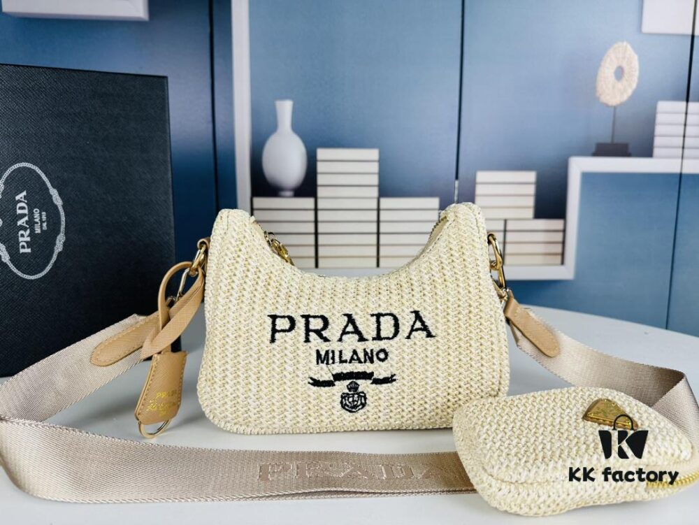 Beige Knitted Prada 3-in-1 Bag with Box