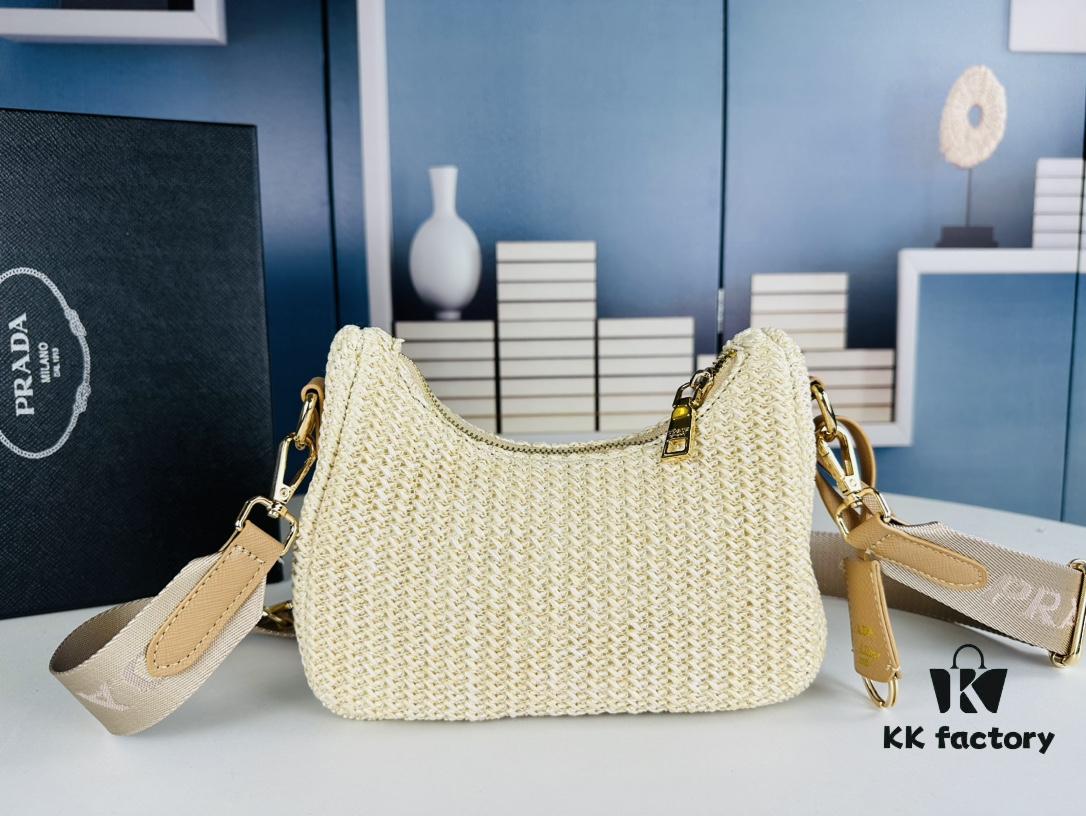 Beige Knitted Prada Three-in-One Bag with Box