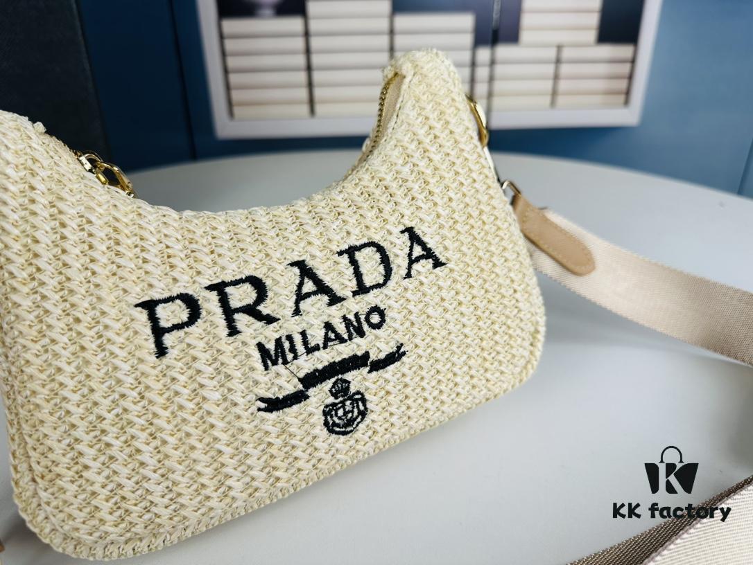 Beige Knitted Prada Three-in-One Bag with Box