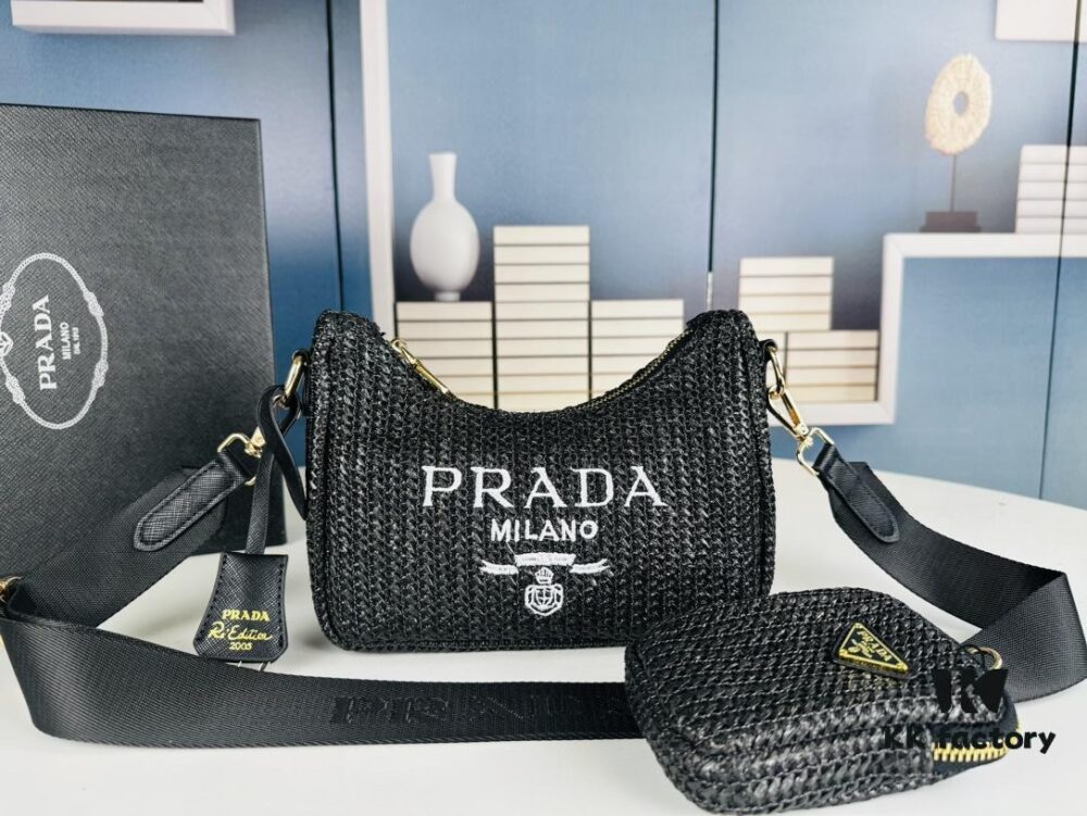 Beige Knitted Prada Three-in-One Bag with Box