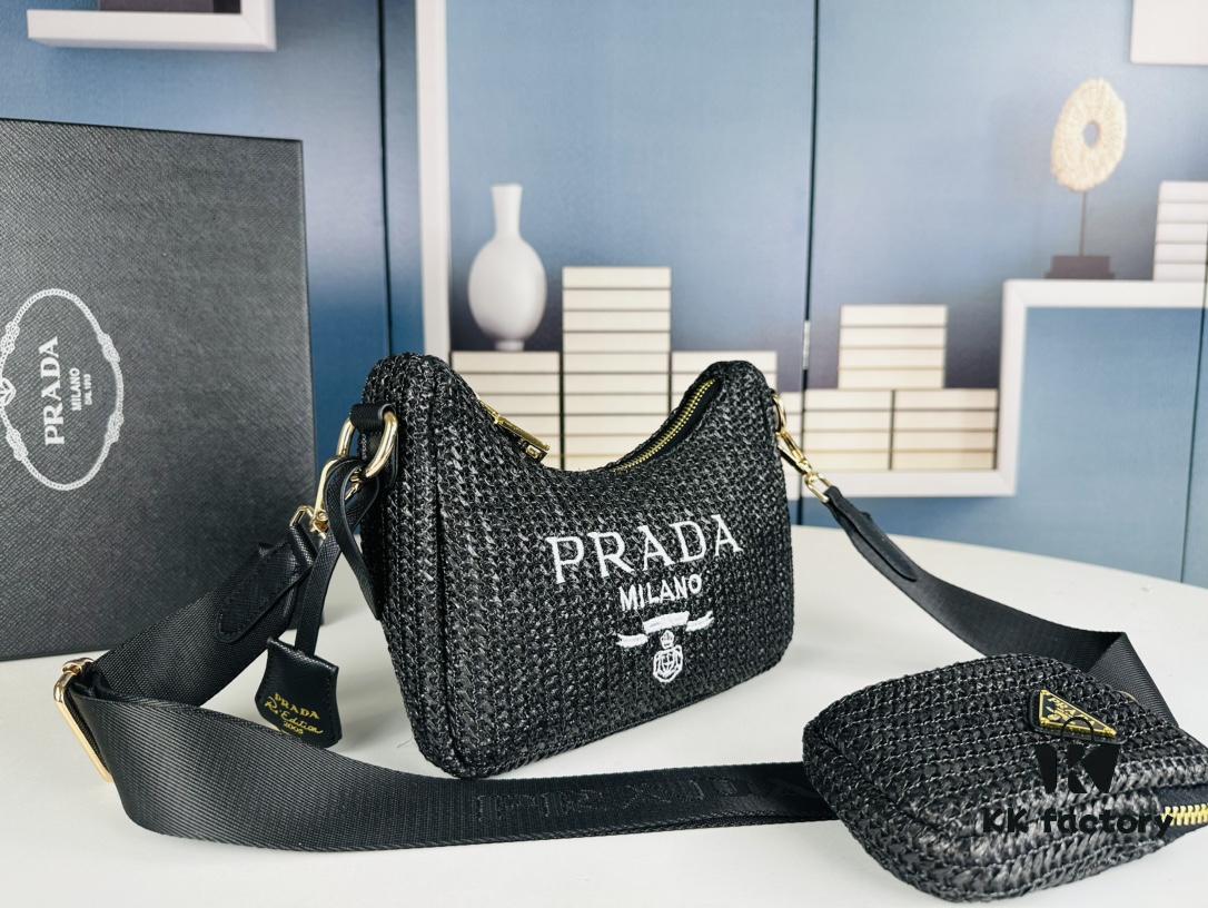 Beige Knitted Prada Three-in-One Bag with Box
