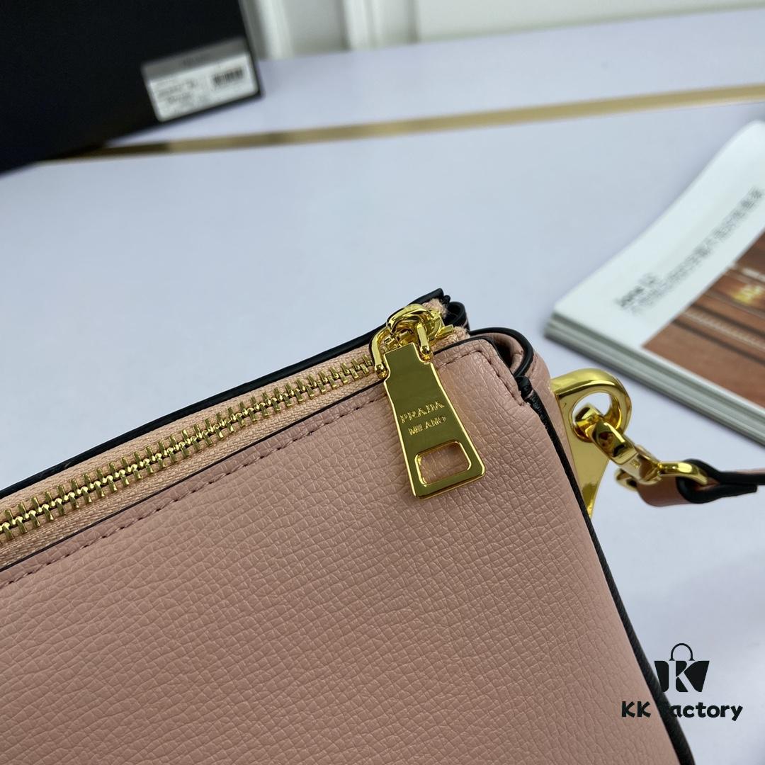 New Prada Flip Shoulder Crossbody Bag Model 66136 with Two Straps, Striped Strap Genuine Leather Handbag, 2019 Summer Fashion Women's Bag