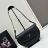 Prada Classic Leather Crossbody Bag with Metal Logo for Women, Arqué Collection, Includes Box