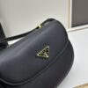 Box Included Authentic French Purchase Prada Arqué Leather Crossbody Bag for Women with Classic Metal Logo, 23-16-6 cm