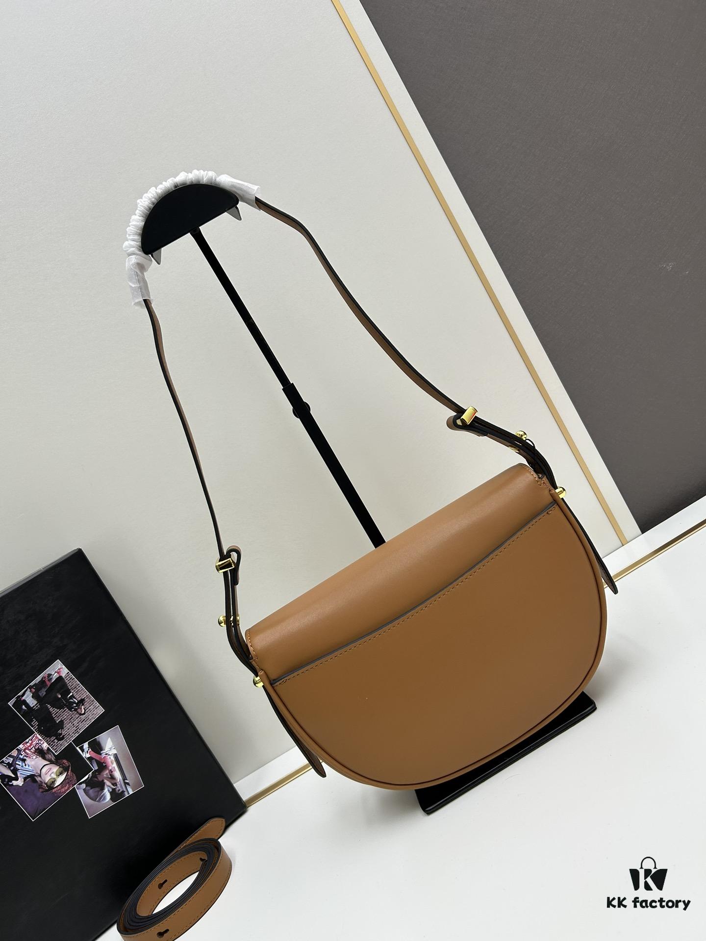 Prada Classic Leather Crossbody Bag with Metal Logo for Women, Arqué Collection, Comes with Box