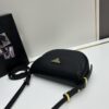 Box Included Authentic French Purchase Prada Arqué Leather Crossbody Bag for Women with Classic Metal Logo, 23-16-6 cm