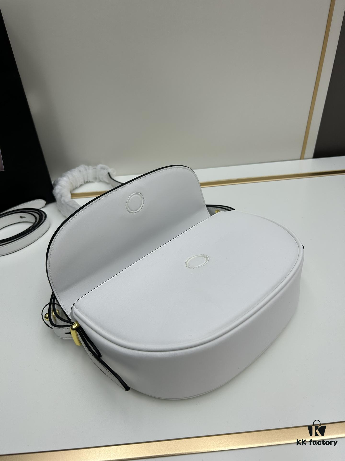 Box Included Authentic French Purchase Prada Arqué Leather Crossbody Bag for Women with Metal Logo, 23-16-6 cm