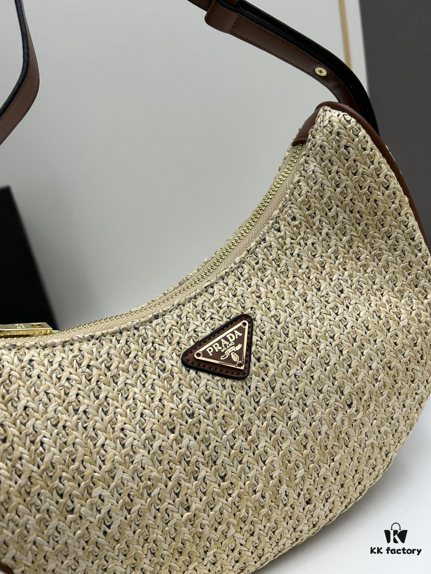 Prada Woven Straw Hobo Bag with Box
