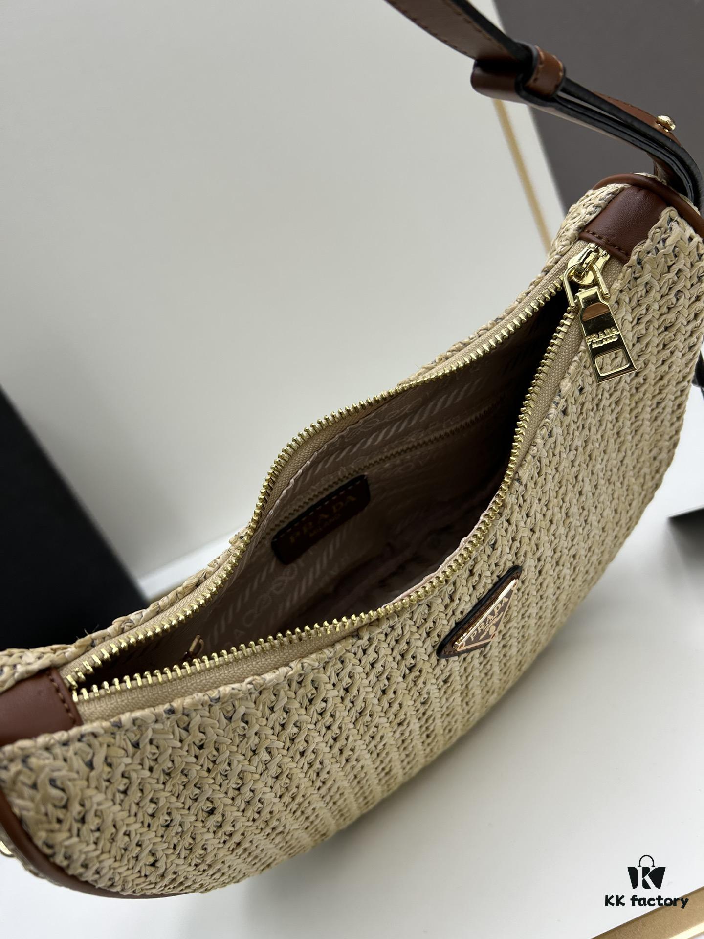 Prada Woven Straw Hobo Bag with Box