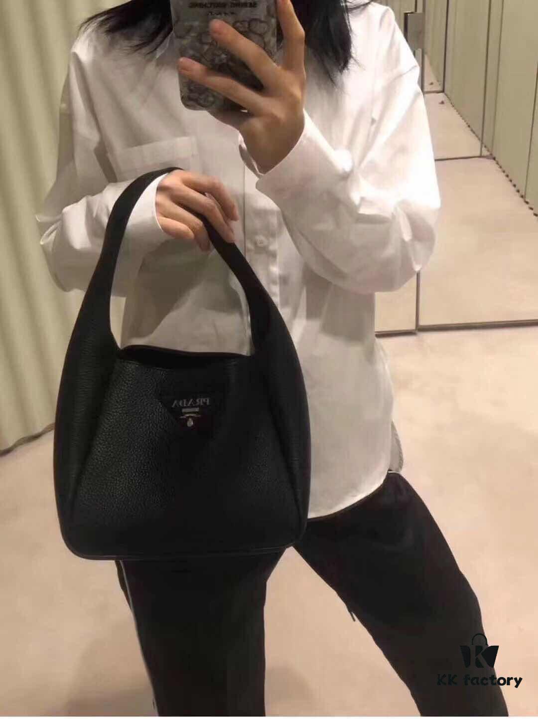 Prada Latest Tote Bag with Box ✅ Made from Genuine Italian Natural Pebbled Calfskin 💯