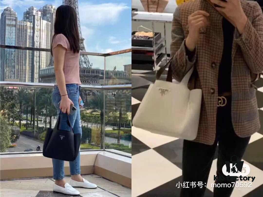 Prada Latest Tote Bag with Box ✅ Made from Genuine Italian Natural Pebbled Calfskin 💯