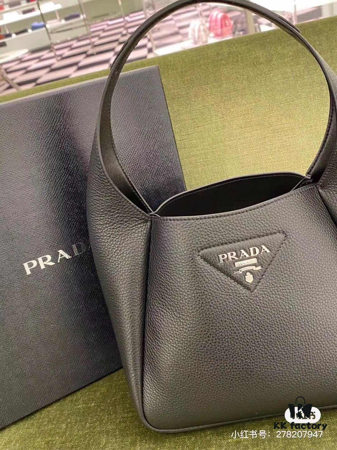 Prada Latest Tote Bag with Box ✅ Made from Genuine Italian Natural Pebbled Calfskin 💯