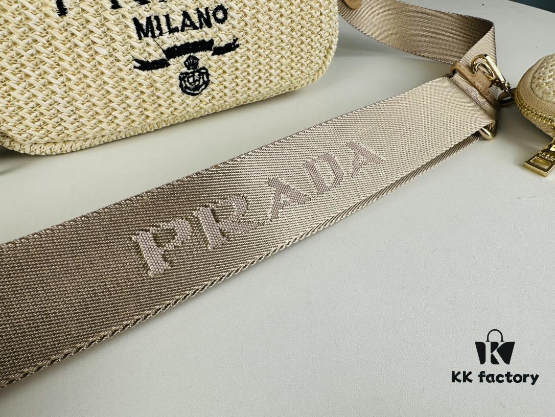 Beige Knitted Prada Three-in-One Bag with Box