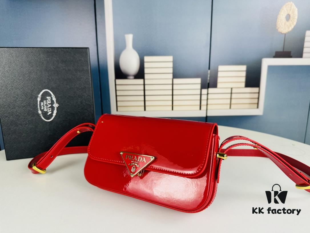 PRADA New Soft Calf Leather Tote Bag | Patent Leather Finish with Box | Size 21.5x13x5