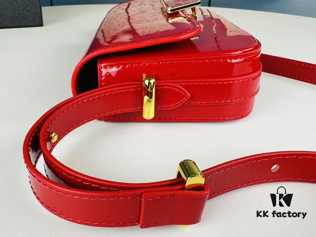 PRADA New Soft Calf Leather Tote Bag | Patent Leather Finish with Box | Size 21.5x13x5