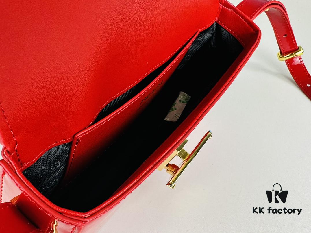 PRADA New Soft Calf Leather Tote Bag | Patent Leather Finish with Box | Size 21.5x13x5