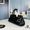 PRADA New Arrival Vintage Style Black Wax Leather Tote Bag