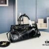 PRADA New Arrival Vintage Style Black Wax Leather Tote Bag