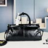 PRADA New Arrival Vintage Style Black Wax Leather Tote Bag