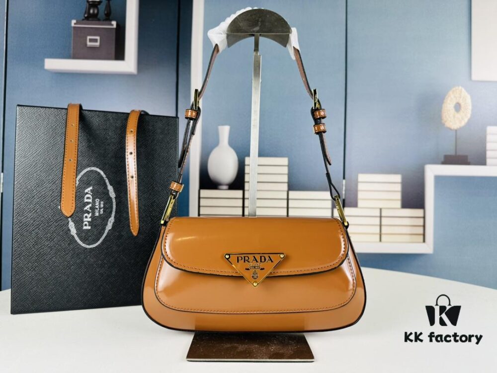 Prada-style Baguette Shoulder Bag (Box Included), Size 24x12x4, Model No. 817, Full Grain Leather Version