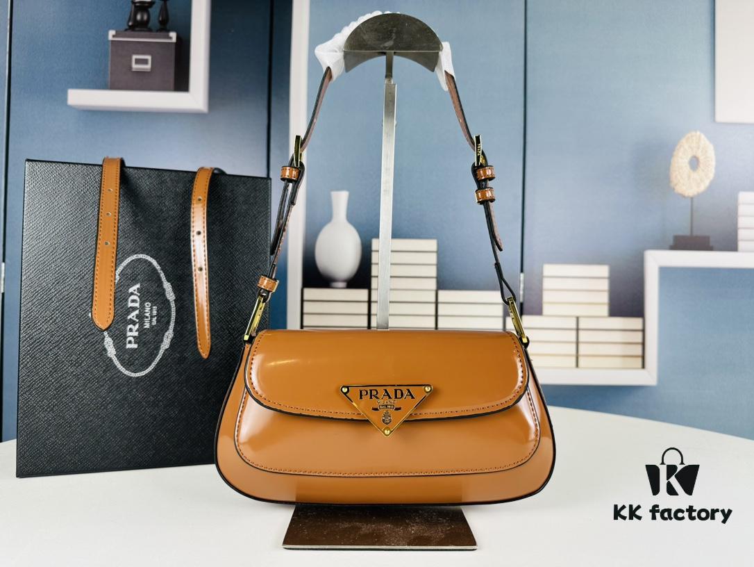 Prada-style Baguette Shoulder Bag (Box Included), Size 24x12x4, Model No. 817, Full Grain Leather Version