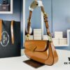 Prada-style Baguette Shoulder Bag (Box Included), Size 24x12x4, Model No. 817, Full Grain Leather Version