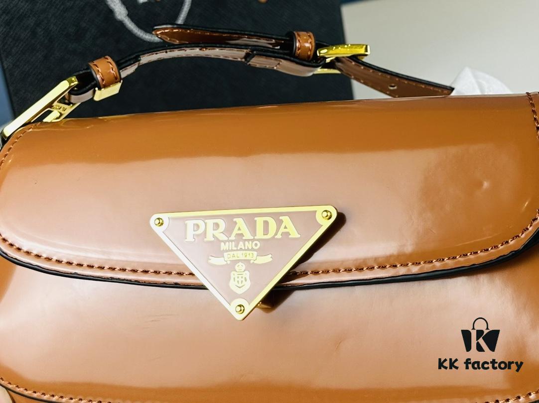 Prada-style Baguette Shoulder Bag (Box Included), Size 24x12x4, Model No. 817, Full Grain Leather Version