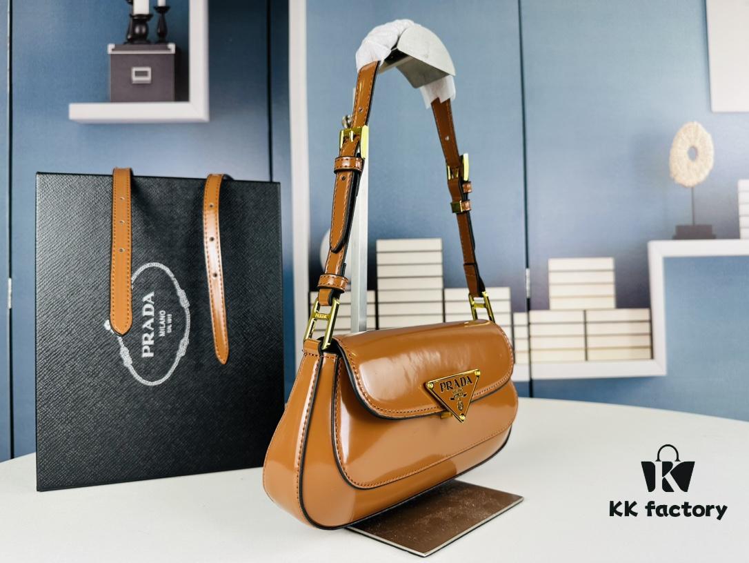 Prada-style Baguette Shoulder Bag (Box Included), Size 24x12x4, Model No. 817, Full Grain Leather Version