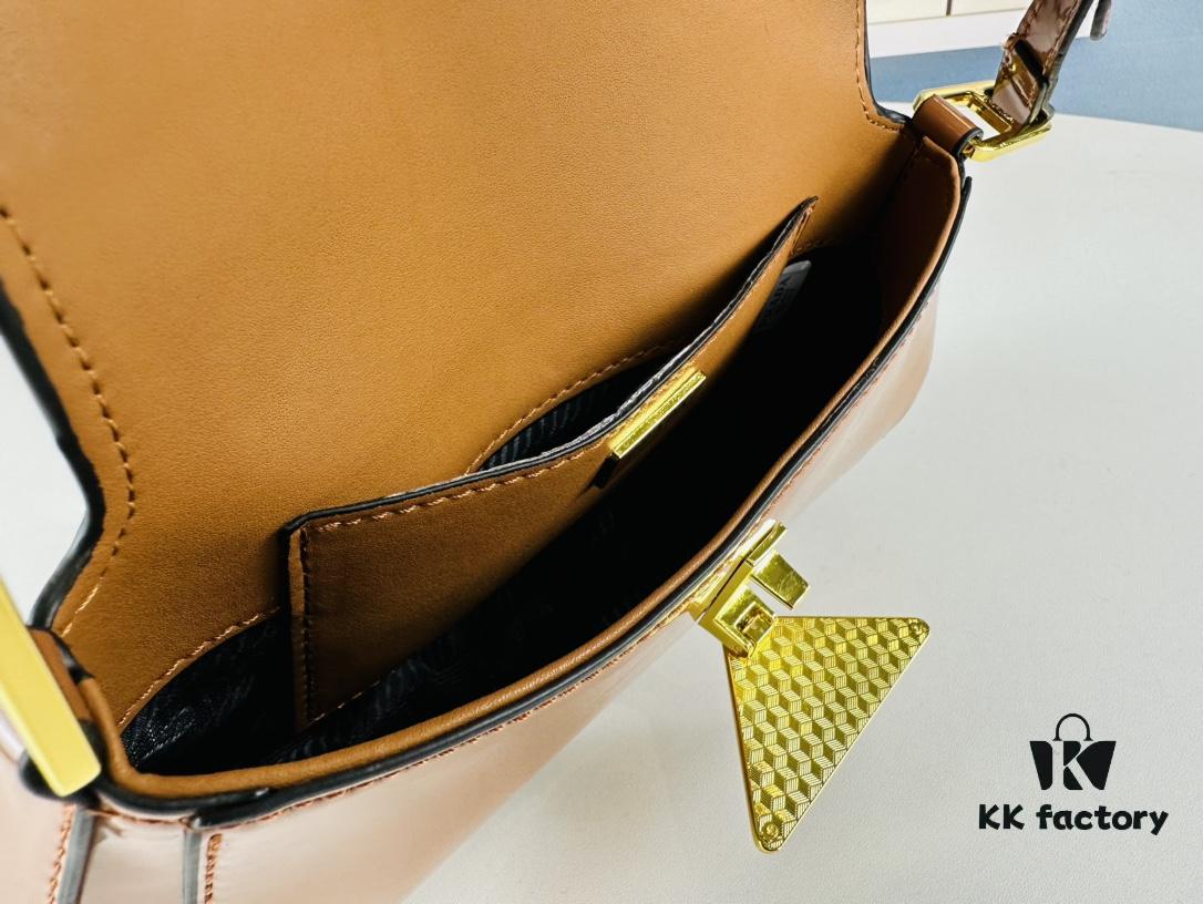 Prada-style Baguette Shoulder Bag (Box Included), Size 24x12x4, Model No. 817, Full Grain Leather Version