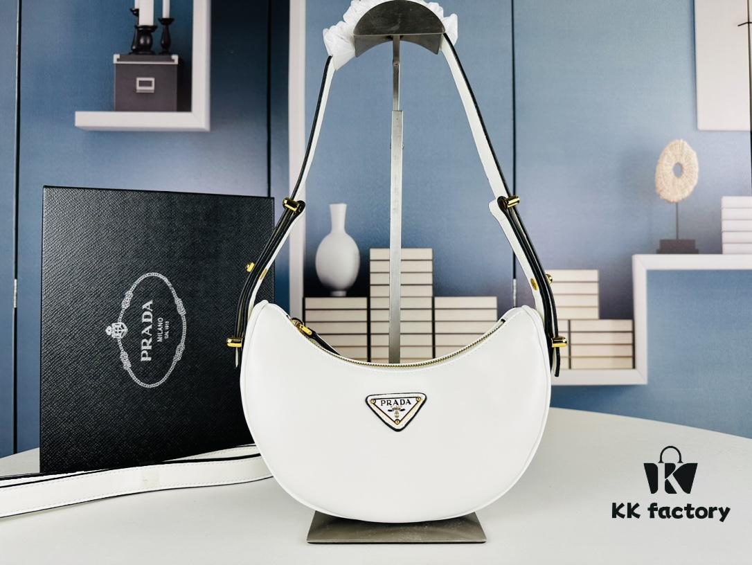 New Prada 1BH913 Moon / Crescent Bag with Box - Calfskin and Pale Gold Tone