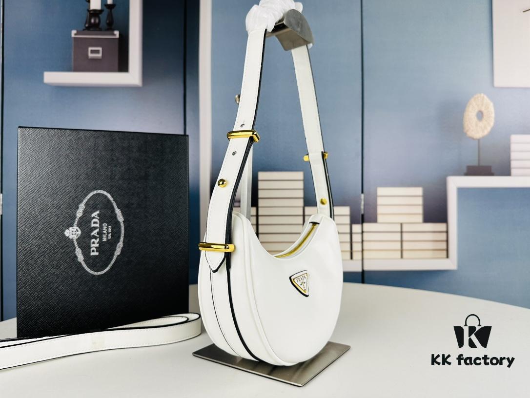 New Prada 1BH913 Moon / Crescent Bag with Box - Calfskin and Pale Gold Tone