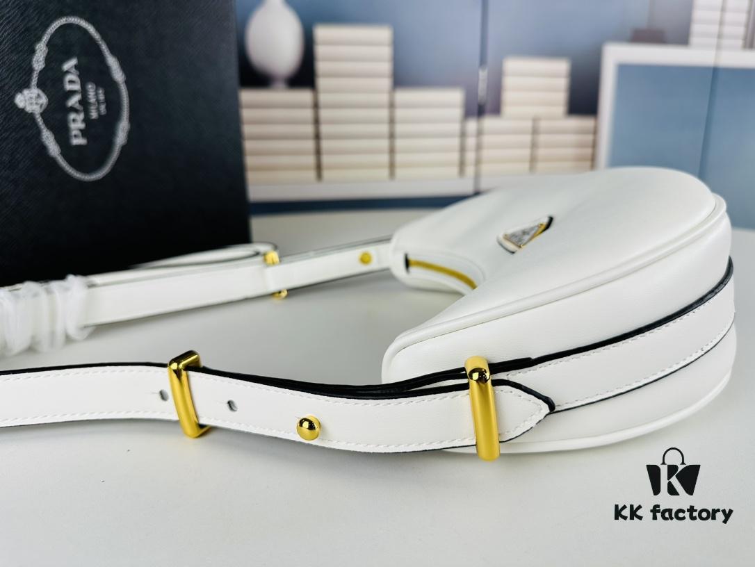 New Prada 1BH913 Moon / Crescent Bag with Box - Calfskin and Pale Gold Tone