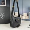 2024 Spring Prada Small Genuine Leather Shoulder Bag, Model 819, Elegant Oval Design with Gold Logo