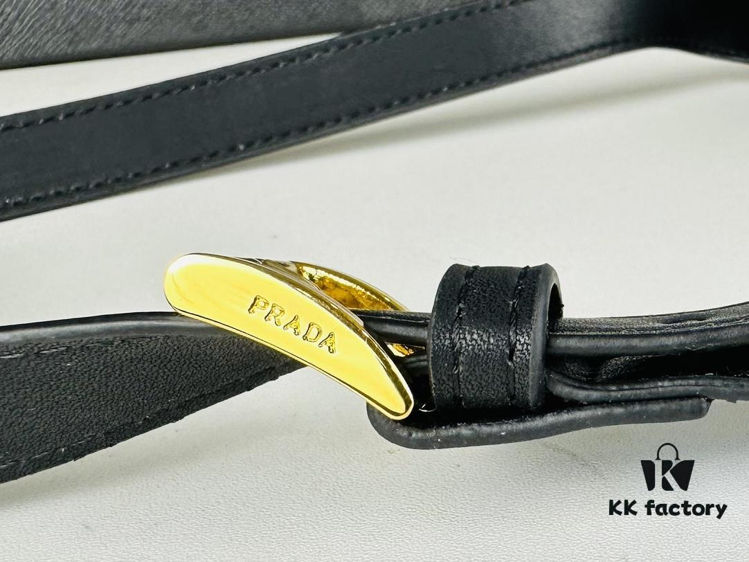 2024 Spring Prada Small Genuine Leather Shoulder Bag, Model 819, Elegant Oval Design with Gold Logo