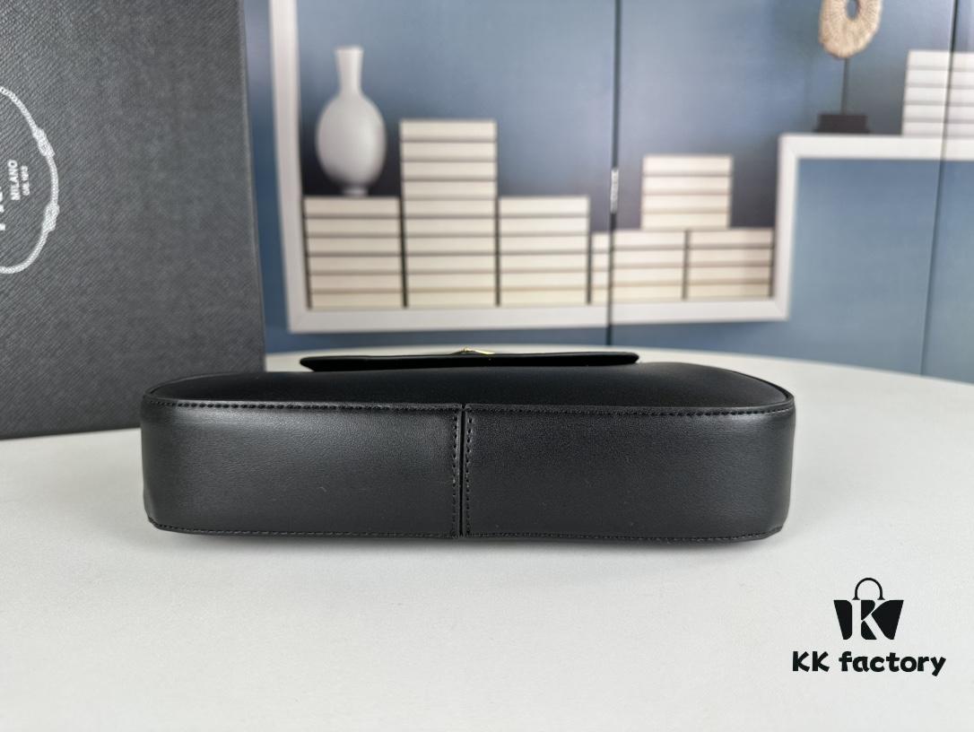 2024 Spring Prada Small Genuine Leather Shoulder Bag, Model 819, Elegant Oval Design with Gold Logo