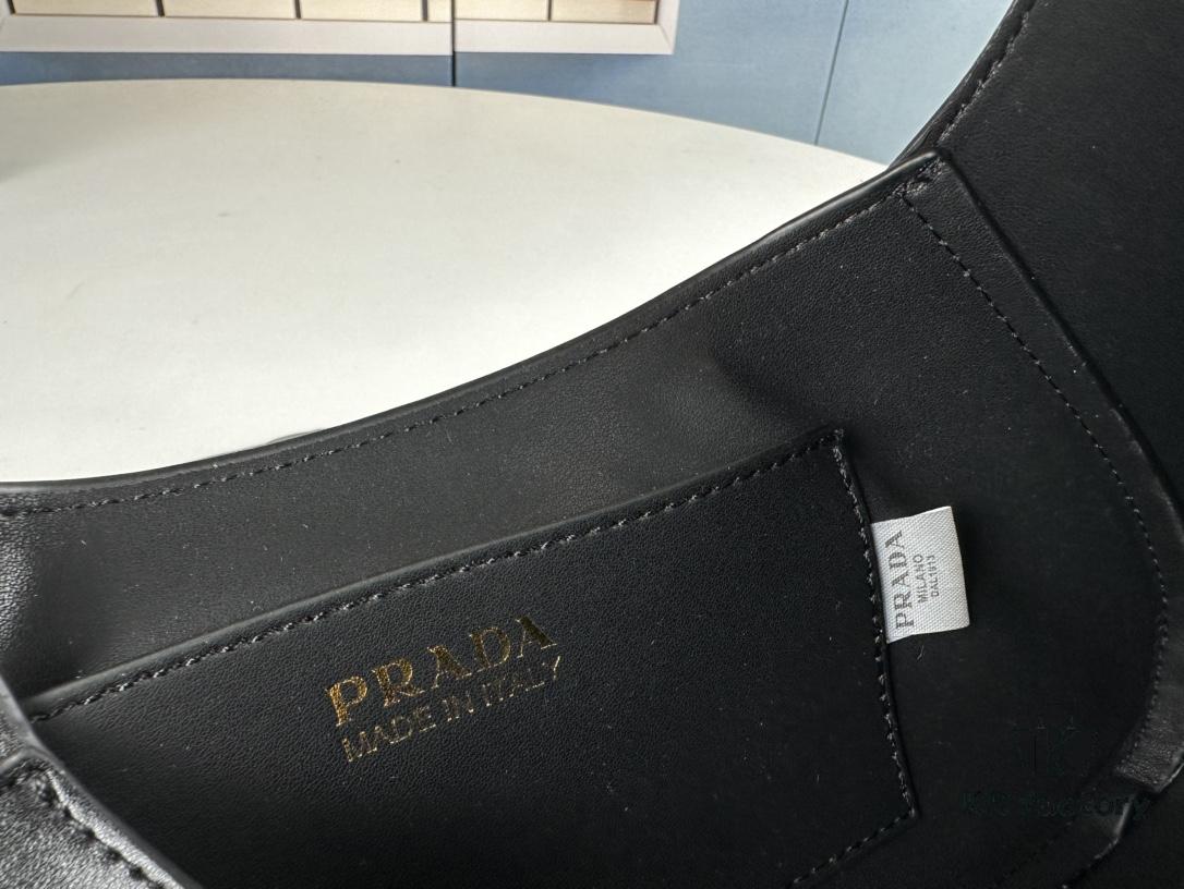 2024 Spring Prada Small Genuine Leather Shoulder Bag, Model 819, Elegant Oval Design with Gold Logo