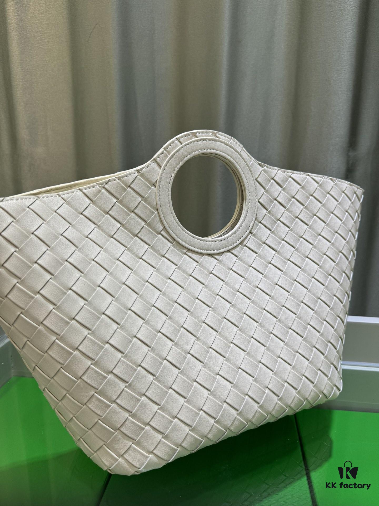 BV Picnic Woven Handbag, Bottega Veneta 2024 Early Autumn New Vintage-Style Women's Tote Bag