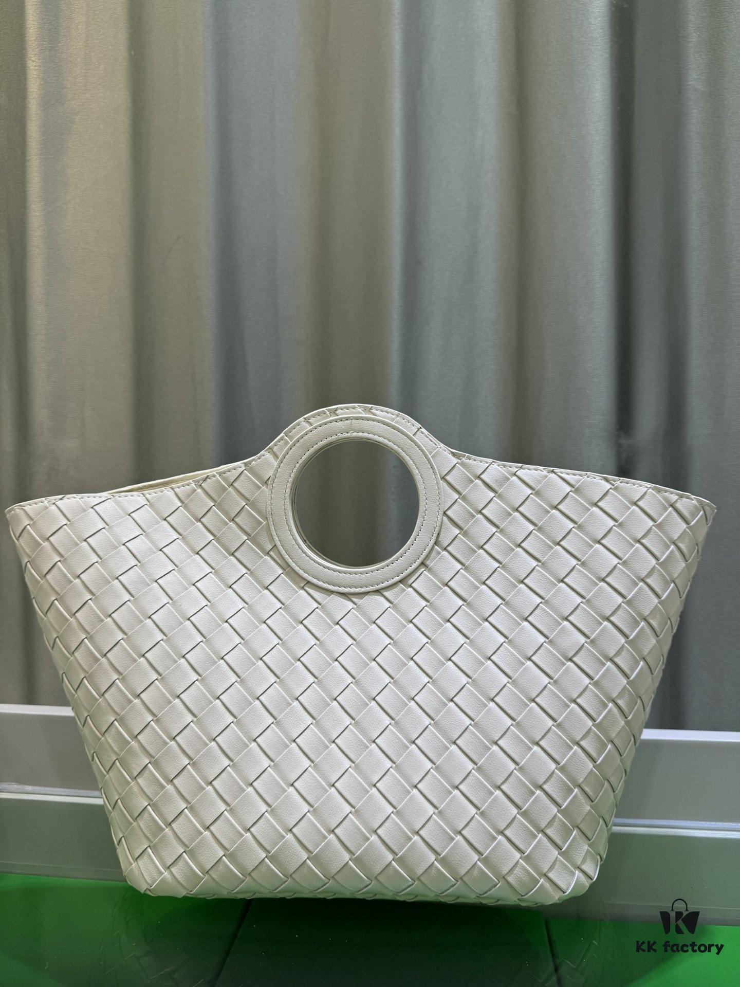 BV Picnic Woven Handbag, Bottega Veneta 2024 Early Autumn New Vintage-Style Women's Tote Bag